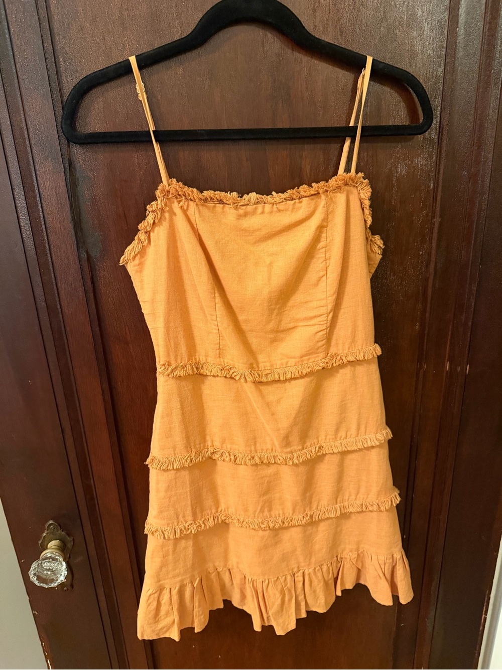 Blue Blush Mustard Yellow Ruffle Tiered Mini Dress